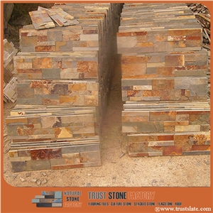 Cheap China Popular Rusty Brown Slate Cultured Stone for Wall Cladding Decor, Loose/Corner/Ledge Stone/Fieldstone for Garden, House Exterior Decoration, Quarry Owner