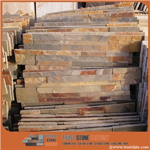 Cheap China Popular Rusty Brown Slate Cultured Stone for Wall Cladding Decor, Loose/Corner/Ledge Stone/Fieldstone for Garden, House Exterior Decoration, Quarry Owner