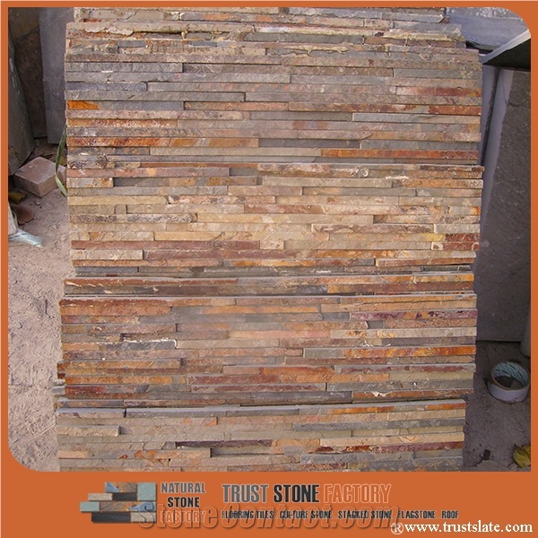 Cheap China Popular Rusty Brown Slate Cultured Stone for Wall Cladding Decor,Thin Stone Veneer, Loose/Corner/Ledge Stone/Fieldstone for Garden, House Exterior Decoration