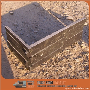 China Black Quartzite Corner Stone,Veneer Stone Ledges Chinese Cheap Wall Cladding, Stone Wall Veneer Stone,Blue Black Quartzite Cultural Stone
