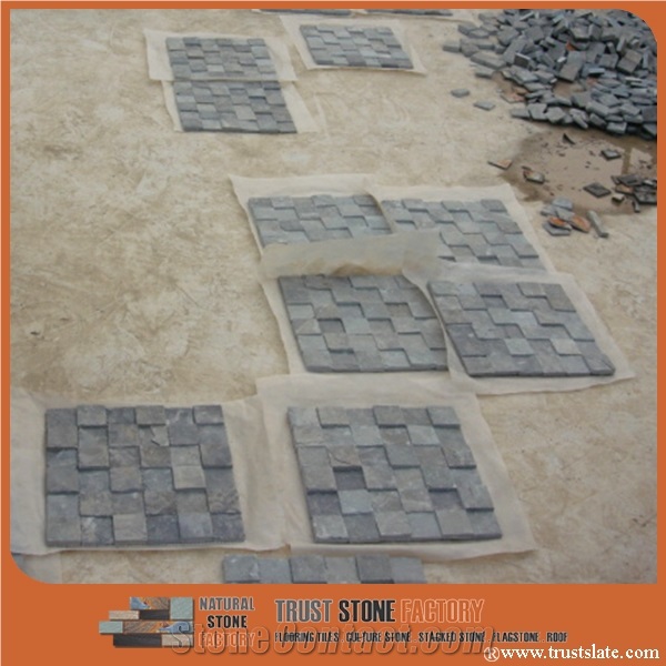 China Grey Quartzite Mosaic Tiles,Square Stone Mosaic,Natural Stone Mosaic,Stone Mosaic Patterns,Wall Mosaic,Floor Mosaic,Interior Decoration,Mosaic Tile for Bathroom&Kitchen&Hotel Decoration