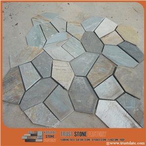 China Popular Cheap Mixed Color Irregular Paving,Random Flagstone for Walkway, Road, Flagstone Wall Road, Garden Pavers, Natural Building Stone Decoration