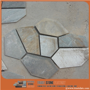 China Popular Cheap Mixed Color Irregular Paving,Random Flagstone for Walkway, Road, Flagstone Wall Road, Garden Pavers, Natural Building Stone Decoration