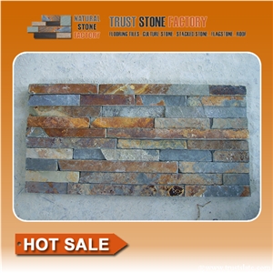 China Rusty Slate Culture Stone Walling Corner Stone, Natural Yellow Slate Walling