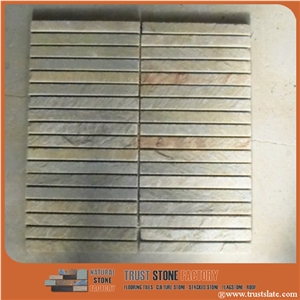 China Yellow Quartzite Mosaic,Beige Linear Strips Mosaic,Wall&Floor Mosaic,Natural Quartzite Stone Mosaic,Interior Stone Mosaic Tiles,Bathroom&Kitchen&Hotel Decoration