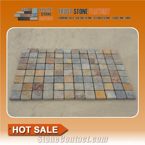 Copper Brown Rusty Quartzite Mosaic,Wall Mosaic,Floor Mosaic,Natural Quartzite Stone Mosaic,Quartzite Mosaic Pattern, Interior Stone Mosaic Tiles,Bathroom&Kitchen&Hotel Decoration