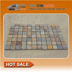 Copper Brown Rusty Quartzite Mosaic,Wall Mosaic,Floor Mosaic,Natural Quartzite Stone Mosaic,Quartzite Mosaic Pattern, Interior Stone Mosaic Tiles,Bathroom&Kitchen&Hotel Decoration