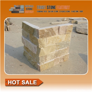 Corner Stone,Cultural Stone Facade,Beige Grey Quartzite Ledge Stone,Wall Covering,Stacked Stone,Fireplace Decorative,On Sale China