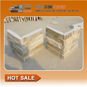 Corner Stone,Cultural Stone Facade,Beige Grey Quartzite Ledge Stone,Wall Covering,Stacked Stone,Fireplace Decorative,On Sale China