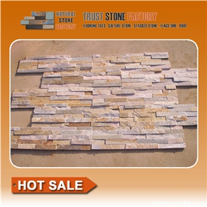 Cultural Stone Facade,Yellow Beige Golden Rainbow Sandstone Ledge Stone,Wall Covering,Stacked Stone,Fireplace Decorative,On Sale China