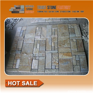 Gold Quartzite Mosaic Tiles,Green Irregular Mosaic Pattern,Wall Mosaic,Floor Mosaic,Interior Decoration,Customized Mosaic Tile,Mixed Color Mosaic Tile for Bathroom&Kitchen&Hotel Decoration