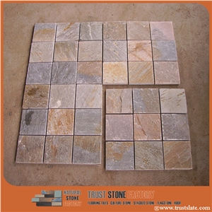 Golden Grey Mosaic Tiles/Square Mosaic Tiles/Mosaic Pattern/Floor Mosaic/Wall Mosaic/Interior Decoration/Customized Mosaic Tile/Mosaic Tile for Bathroom&Kitchen&Hotel Decoration