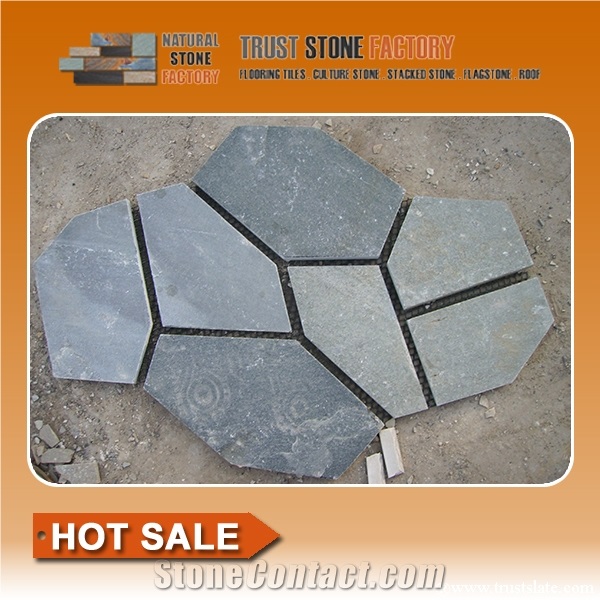 Gray Random Flagstone Walkway Paving Stone, Random Flagstone Paver Tiles, Irregular Flagstone Road Paving, Random Flagstone Courtyard Pavers
