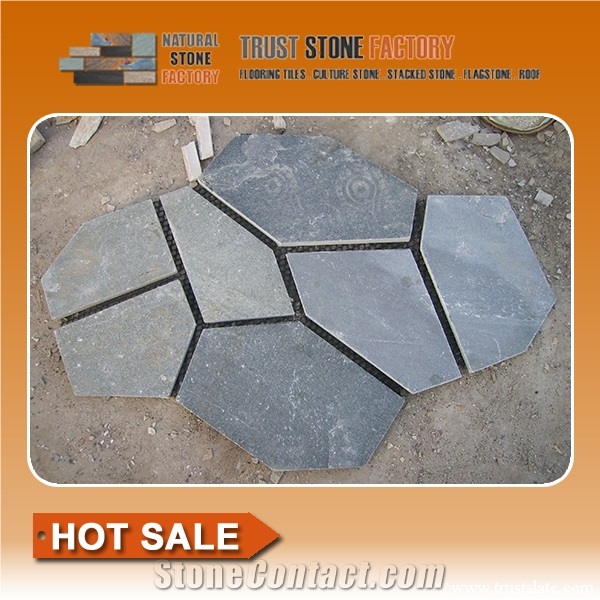 Gray Random Flagstone Walkway Paving Stone, Random Flagstone Paver Tiles, Irregular Flagstone Road Paving, Random Flagstone Courtyard Pavers