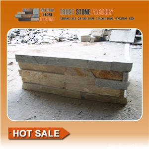 Grey and Golden Corner Stone, Wall Stone, Culture Stone