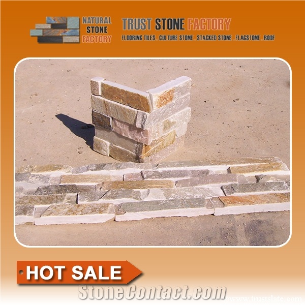Grey Beige Quartzite Cultured Stone Veneer Ledge Stone Walling Panel, Culture Stone Quartzite Veneer,Ledge Stone Corner