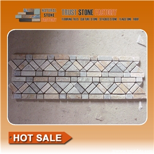 Grey Beige Quartzite Stone Mosaic,Multi-Color Random/Irregular Stone Mosaic Tiles for Wall Covering