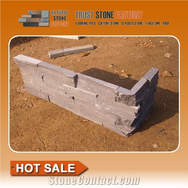 Grey Quartzite Culture Stone Corner,Ledge Stone Corner,Stacked Stone Corner, Flat,Wall Cladding Tile,Veneer Panel,L Shape