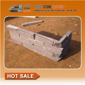 Grey Quartzite Culture Stone Corner,Ledge Stone Corner,Stacked Stone Corner, Flat,Wall Cladding Tile,Veneer Panel,L Shape