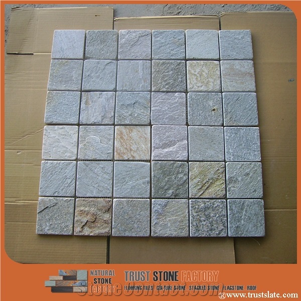 Grey Quartzite Mosaic Tiles,Square Mosaic Pattern,Wall Mosaic,Floor Mosaic,Interior Decoration,Customized Mosaic Tile,Mixed Color Mosaic Tile for Bathroom&Kitchen&Hotel Decoration