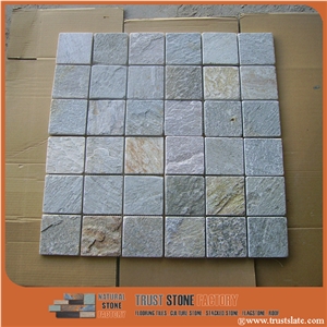 Grey Quartzite Mosaic Tiles,Square Mosaic Pattern,Wall Mosaic,Floor Mosaic,Interior Decoration,Customized Mosaic Tile,Mixed Color Mosaic Tile for Bathroom&Kitchen&Hotel Decoration