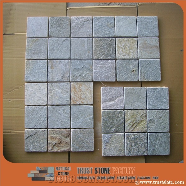 Grey Quartzite Mosaic Tiles,Square Mosaic Pattern,Wall Mosaic,Floor Mosaic,Interior Decoration,Customized Mosaic Tile,Mixed Color Mosaic Tile for Bathroom&Kitchen&Hotel Decoration