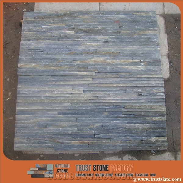 Grey Quartzite Waterfall Cultured Stone/Gray Stacked Stone/Black Stackstone/Thin Stone Veneer/Ledge Stone for Wall Cladding/Garden Waterfall/Pool Warterfall