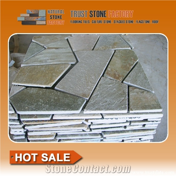 Grey Random Flagstone Walkway Paving Stone, Green Random Flagstone Paver Tiles, Beige Irregular Flagstone Road Paving, Random Flagstone Courtyard Pavers