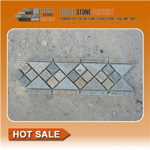 Grey Split Face Mosaic,Gray Quartzite Mosaic Border Line,Floor/Wall Mosaic,Polished Mosaic,Mosaic Pattern