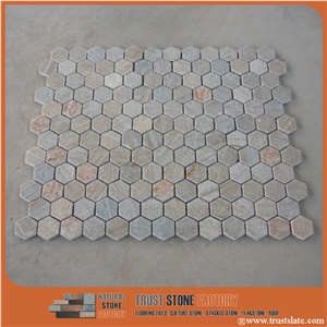 Hexagon Marble Mosaic Tile, Grey Mosaic Tile, Polished Surface, Garden & Balcony Mosaic Tile, Kitchen Mosaic,Wall Mosaic,Floor Mosaic