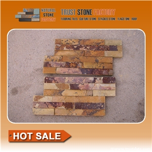 High Quality Multicolor China Culture Stone/Golden Slate/Rusty Slate/Slate Cultured Stone Corner/Rust Yellow Slate Corner Stone/Wall Cladding/Ledge Stone