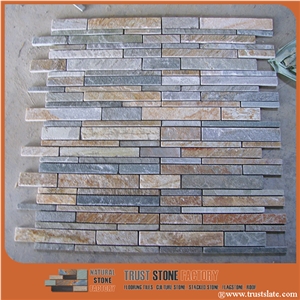 Indoor Decoration Grey Mosaic Tile,Brown Split Face Mosaic,Linear Strips Mosaic for Wall or Floor