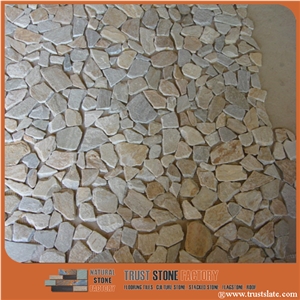 Light Grey Chipped Mosaic, River Rocks Pebble Mosaic Tile,Beige River Stone Mosaic, Sliced River Rock Mosaic Tiles in Bathroom, Pebble Stone Mosaic for Wall Stone