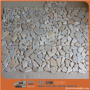 Light Grey Chipped Mosaic, River Rocks Pebble Mosaic Tile,Beige River Stone Mosaic, Sliced River Rock Mosaic Tiles in Bathroom, Pebble Stone Mosaic for Wall Stone