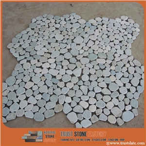 Light Grey Sliced Pebble Mosaic /Natural River Stone Mosaic/ Double Surface Cutted/ Ordinary Polished/ Tiles for Floor and Wall Covering/Bathroom Design /Interior&Exterior Decoration