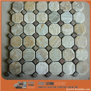 Light Yellow Hexagon Mosaic Tile, Beige Mosaic Tile, Polished Surface, Garden & Balcony Mosaic Tile, Kitchen Mosaic Tile
