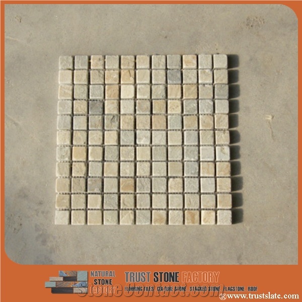 Mixed Color Quartzite Mosaic Tile,Beige Square Stone Mosaic,Wall Mosiac,Garden & Balcony Mosaic,Kitchen Mosaic, Elevator Mosaic,Swimming Pool Mosaic,Cultured Stone
