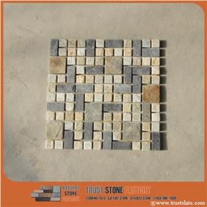 Mixed Color Quartzite Mosaic Tile,Square Stone Mosaic,Wall Mosiac,Garden & Balcony Mosaic,Kitchen Mosaic, Elevator Mosaic,Swimming Pool Mosaic,Cultured Stone