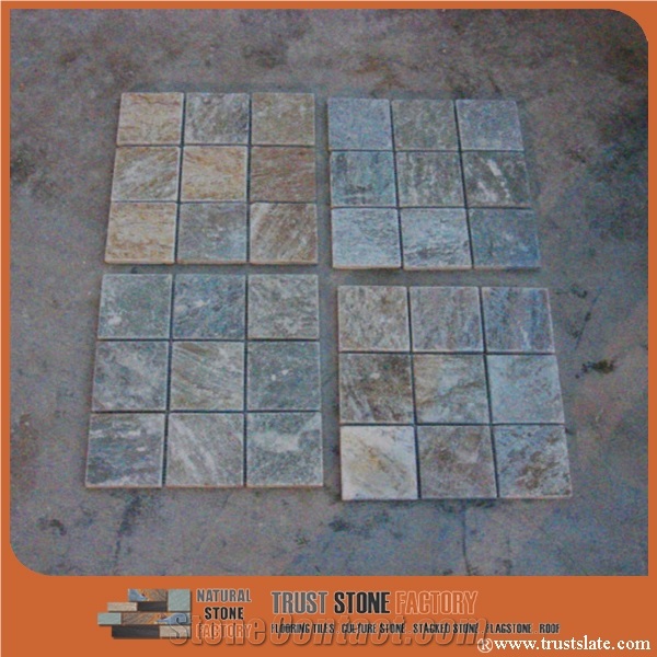 Mixed Color Quartzite Mosaic Tile,Square Stone Mosaic,Wall Mosiac,Garden & Balcony Mosaic,Kitchen Mosaic, Elevator Mosaic,Swimming Pool Mosaic,Cultured Stone