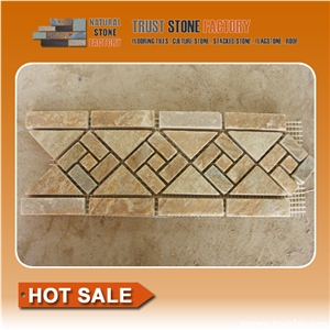 Mosaic Border Lines,Quartzite Mosaic,Mosaic Pattern Decorative Wall Tile, Mosaic Pattern Flooring Border Designs,Hot Sale