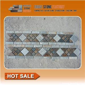 Multicolor Mosaic Border Line, Chipped Mosaic Border Line