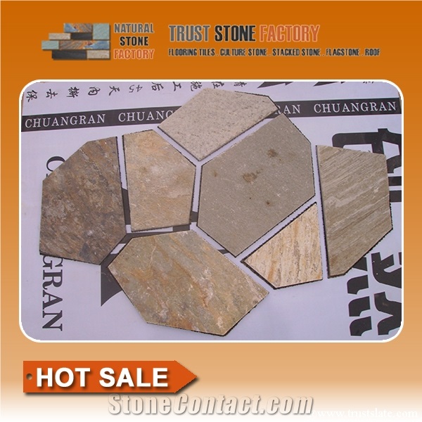 Multicolor Quartrzite Irregular Flagstones, Grey Flagstone Walkway Pavers, Beige Flagstone Road Paving,Mixed Color Flagstone Patio