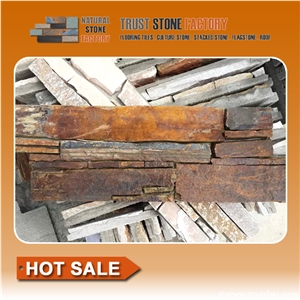 Multicolor Quartzite Stacked Stone Tile,Cheap Stacked Stone Veneer,Natural Stacked Stone Panels for Decoration