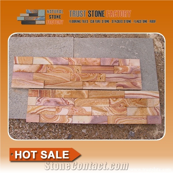 Multicolor Sandstone,Chinese Cultured Stone,Rainbow Ledge Stone,Thin Stone Veneer