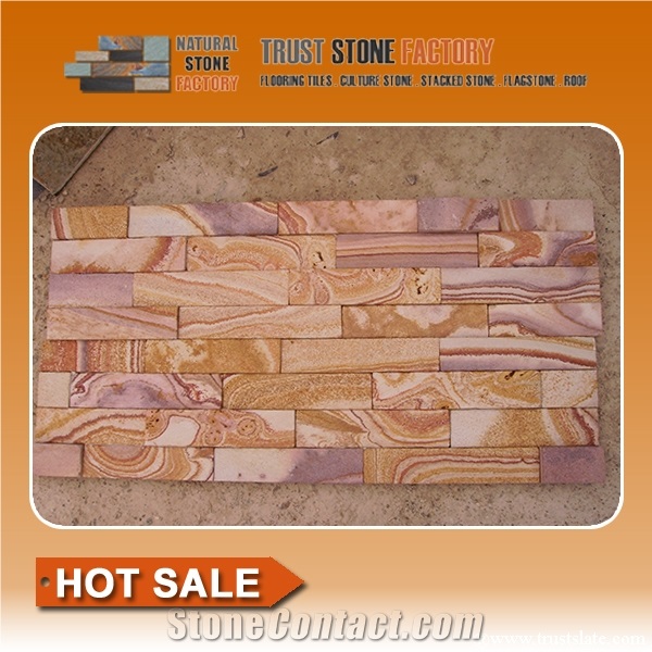 Multicolor Sandstone,Chinese Cultured Stone,Rainbow Ledge Stone,Thin Stone Veneer