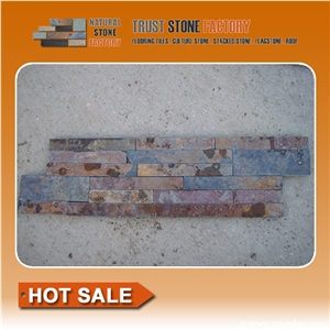 Multicolor Slate China Culture Stone/Ledgestone/Multicolor Stone Panel/Stacked Stone/Rusty Slate Brown Rockface Wall Panel Veneer
