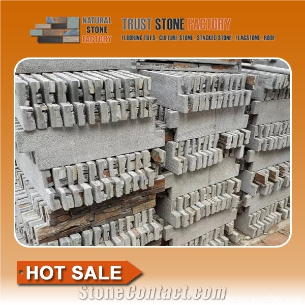 Multicolor Slate Stone Wall Panels Decorative,Quartzite Stacked Stone Fireplace,Cheap Natural Stacked Stone Tile
