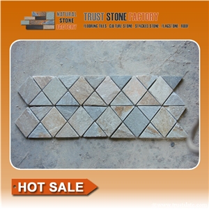 Natural Stone Quartzite Mosaic Border Lines,Multicolor Mosaic Line, Chipped Mosaic Border Line