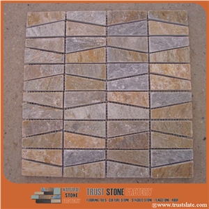 Natural Yellow Mosaic Tiles, Brown Trapezoidal Mosaic, Golden Trapezoidal Mosaic