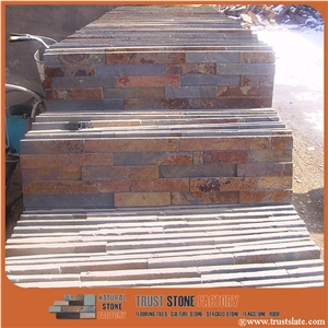 On Sale China Rusty Brown Slate Cultured Stone, Wall Cladding, Stacked Stone Veneer Clearance, Manufactured Stone Veneer